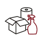 icon for packing and cleaning